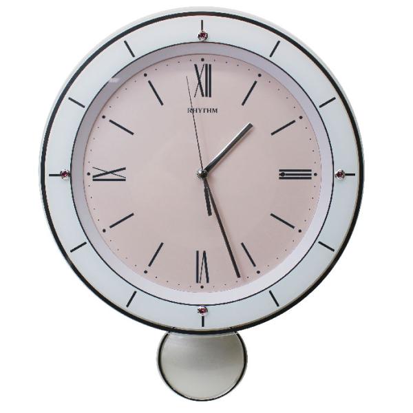 RHYTHM（時計） リズム 電波掛時計 振子時計 ソフレールS ピンク