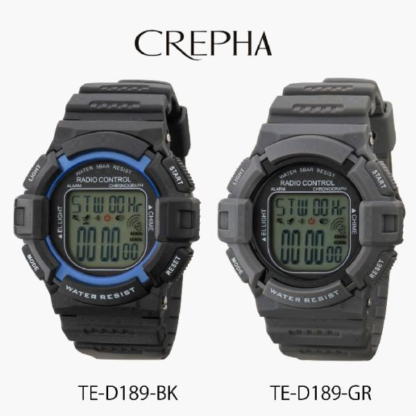 クレファー TELVA テルバ デジタルウオッチ 電波時計 メンズ 腕時計　TE-D189-BK  TE-D189-GR