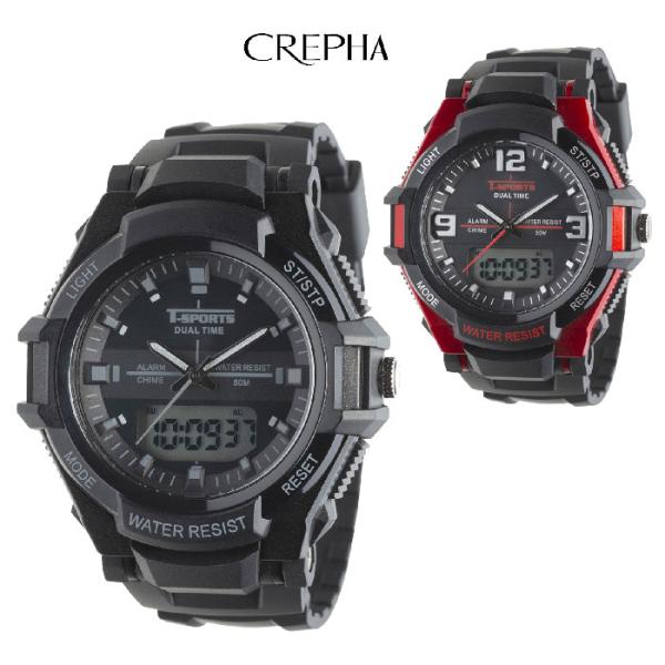 クレファー T-SPORTS ティースポーツ アナデジウオッチ 腕時計 TS-AD253-BK　TS-AD253-RD
