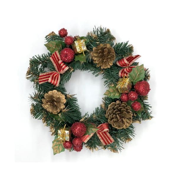 クリスマスにドアや壁に飾る造花のリースです。■直径 : 約30cm■奥行 : 約8cm■材質 : PVC・他
