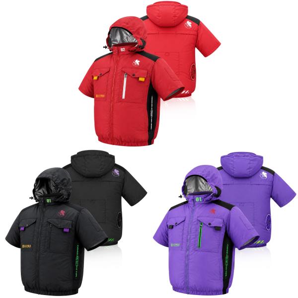 【服のみ販売／3色展開】2026年最新モデル エヴァンゲリオンコラボ 空調服半袖 作業着 ファン・バッテリー別売り COVELL 熱中症対策 おしゃれデザイン メンズ