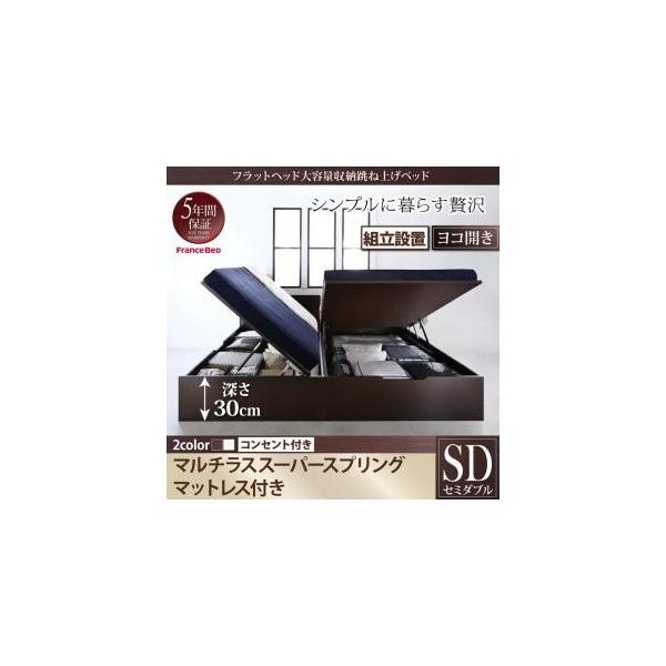 21新春福袋 の組立設置 フラットヘッド大容量収納跳ね上げベッド Salomon サロモン マルチラススーパースプリングマットレス付き 横開き セミダブル 深さレギュラー 日本人気超絶 の