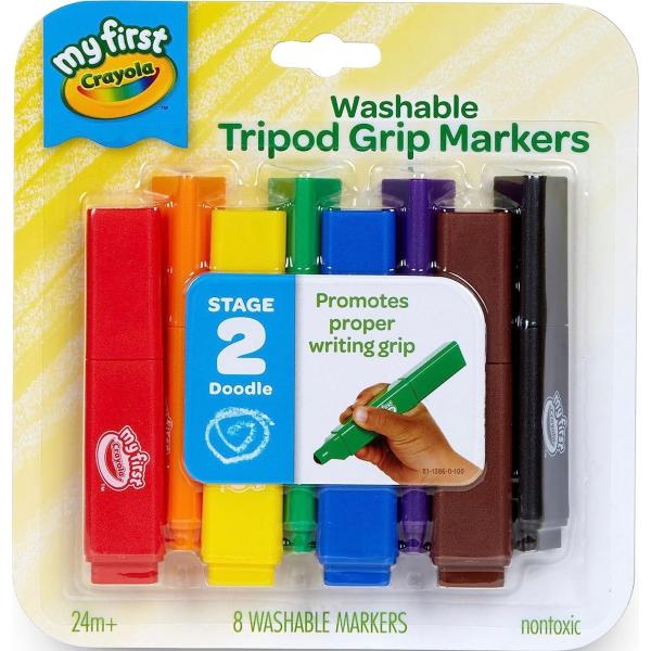 クレヨラ (Crayola) 2歳からの三角ペン 水で落とせる ウォッシャブルマーカー 8色 811386 正規品