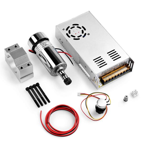 Genmitsu 300W DC 空冷スピンドルモーター 0-48V スイッチング電源 + CNC フライス盤用 52mmクランプ + ER11 コレ