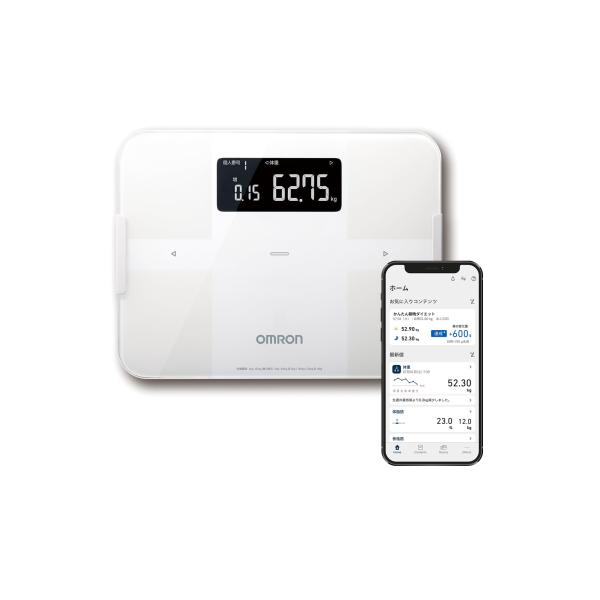 オムロン 体重 体組成計 カラダスキャン ホワイト KRD-603T2-W スマホ連動 データ自動転送自動認識 乗るだけで測定開始 50g単位 BMI