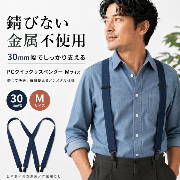 爆買WEEK応援セール | サスペンダー メンズ レディース 30ミリ幅 Mサイズ PC樹脂クリップ  父の日 2026 爆買