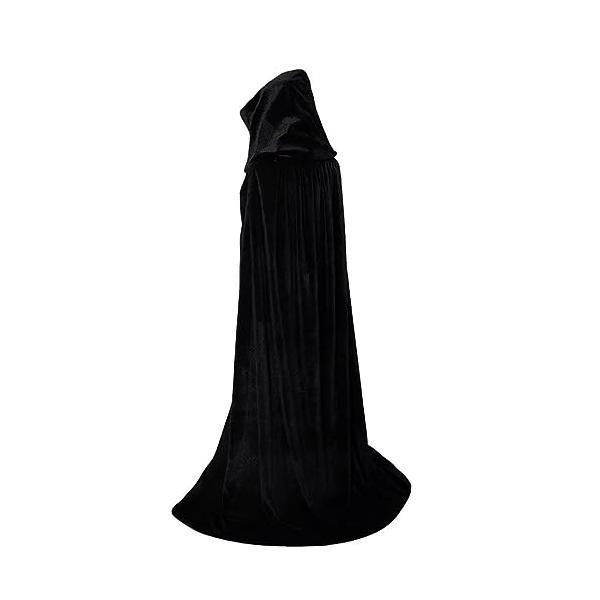 [IainStars] ハロウィン マント フード付 肩下約 150cm コスプレ衣装 死神 魔女 マント 仮装 パーティー コスチューム 男女兼用 黒 ブラック