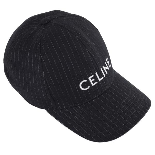 CELINE セリーヌ ロゴ刺繍 ストライプ柄 ベースボールキャップ ユニ 