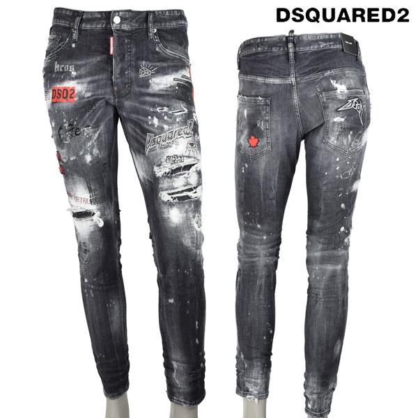 DSQUARED2 ディースクエアード BLACK MESS WASH SKATER JEANS DSQUARED2 ディースクエアード BLACK MESS WASH SKATER JEANS