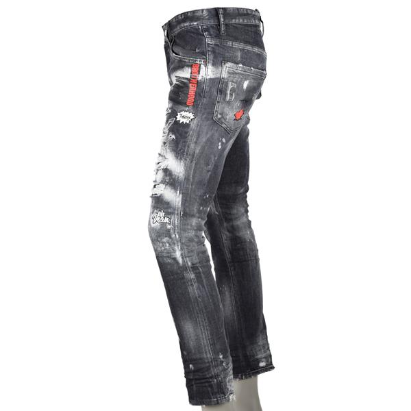 DSQUARED2 ディースクエアード BLACK MESS WASH SKATER JEANS DSQUARED2 ディースクエアード BLACK MESS WASH SKATER JEANS