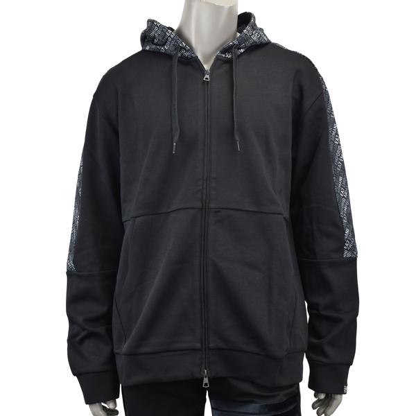 タグ付き✨未使用品 エンポリオアルマーニ ストレッチジップパーカー ペプラム 黒 EMPORIO ARMANI (エンポリオアルマーニ) EA7 モノグラムプリント