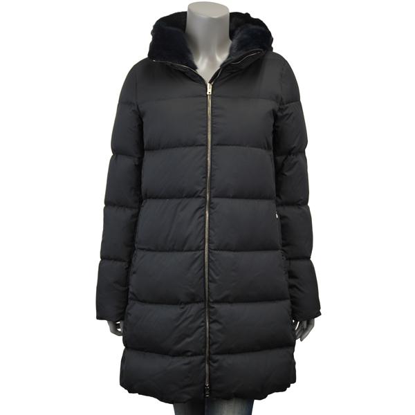 m*i様 ヘルノ　Herno ダウンコート 黒　ダウンジャケット　エコファーダウ ヘルノエコファーダウンジャケットブラック38即日発送関税込 (HERNO