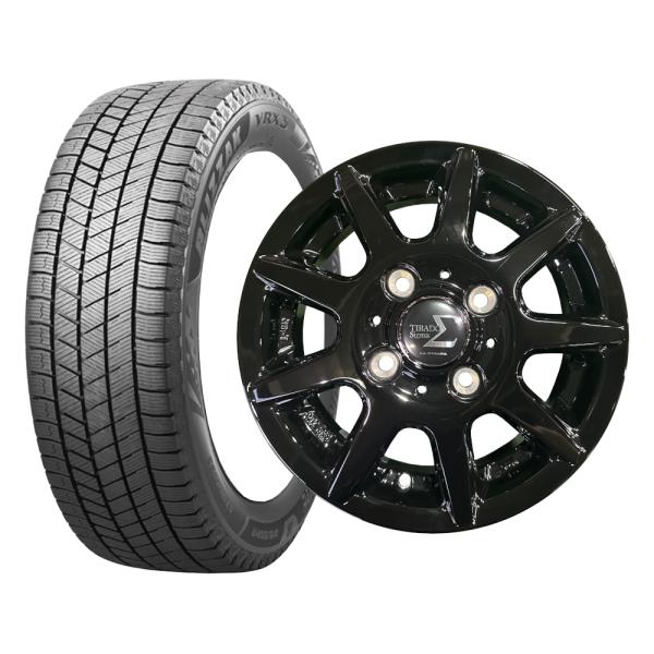送料込☆ブリヂストンVRX3☆155/65R14☆スタッドレスセット☆ムーヴ等 ブリザック 送料無料 スタッドレスタイヤホイールセット 155/65R14 75Q