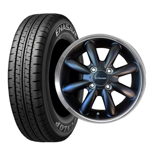ダンロップVAN01 145R12 6PRケイフィネスD12アルミホイール4本