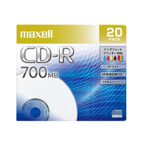 CD-R 20枚 おすすめ マクセル CD-R 700MB 48倍速対応 20枚 5mmケース CDR700S.PNW.25SP  :4902580517601:モノポケット Yahoo!店 - 通販 - Yahoo!ショッピング