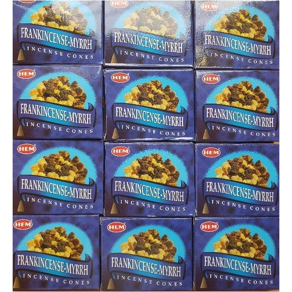 HEMのフランキンセンス ミルラのコーンタイプのお香ですスッキリとした穏やかな香りです1箱：約10個入り　・燃焼時間：約15分　箱サイズ：約7.3cmx6cmx2cm　お香のサイズ：約3cm※手作りの為個数が前後することがあります。日本郵便...