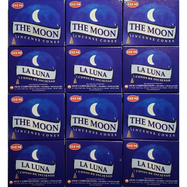 HEMのムーンのコーンタイプのお香ですスッキリとした穏やかな香りです1箱：約10個入り　・燃焼時間：約15分　箱サイズ：約7.3cmx6cmx2cm　お香のサイズ：約3cm※手作りの為個数が前後することがあります。日本郵便のクリックポストで...