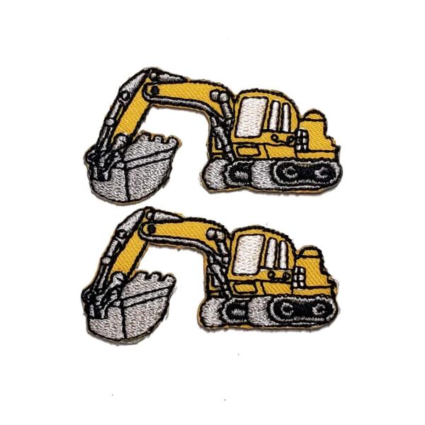 ワッペン　ショベルカー　２個セット　黄　3cm