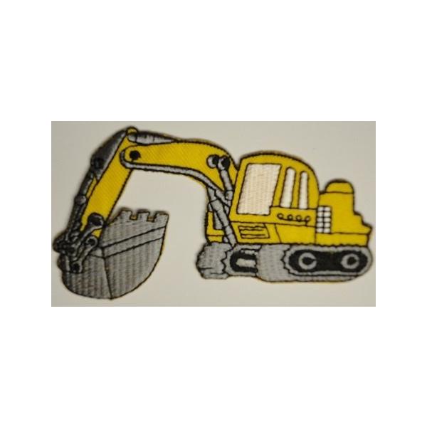 ワッペン　ショベルカー　黄　9.5cm
