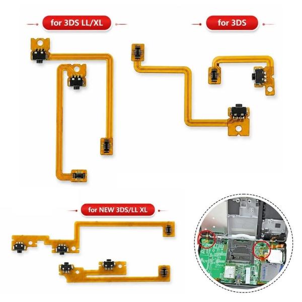 任天堂 3DS / 3DS LL / NEW 3DS / NEW 3DS LL 対応 修理パーツ LRボタン フレキシブルケーブル 左右セット 互換 部品 トリガースイッチ リボンケーブル