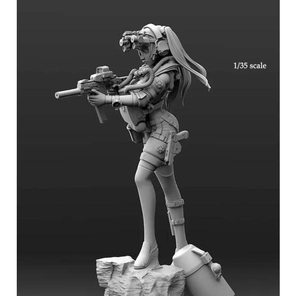 1/35 ボディーアーマーで武装した女性兵士 未塗装 レジン製 組み立て