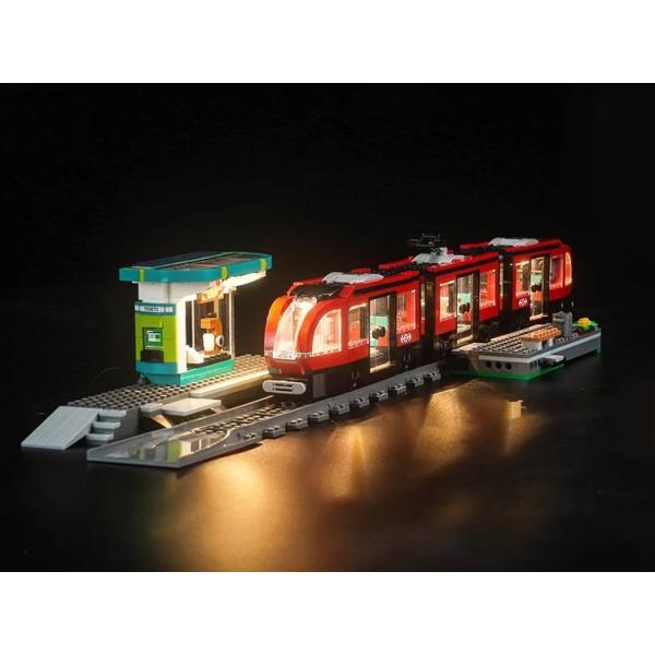 MOC LEGO レゴ 60423 互換 シティ ダウンタウン路面電車と停留所 LED