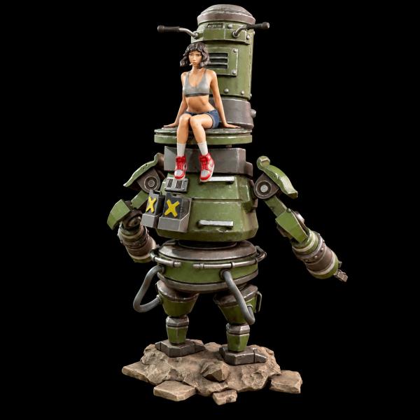1/35 スケール相当 ロボット＆ガール レジン製 ガレージキット 未塗装 未組み立て ミニチュア フィギュア 組み立て式 スチームパンク SF ミリタリー 全高約70mm