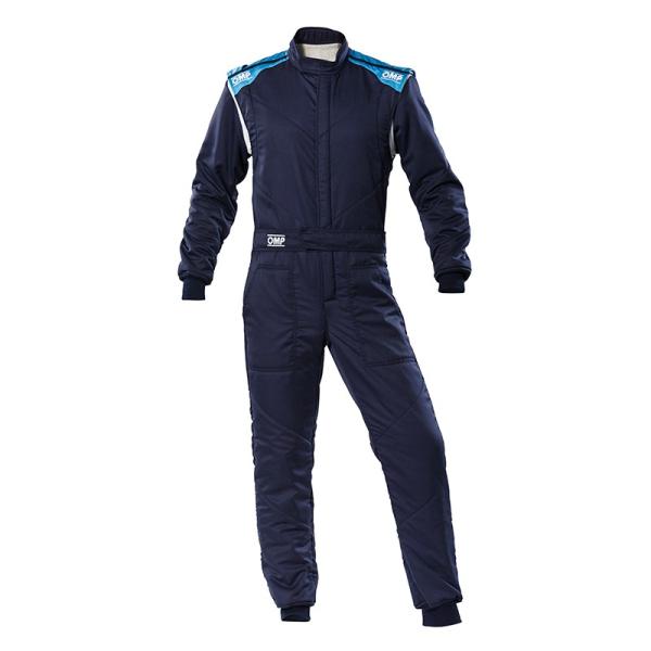 OMP FIRST-S SUIT ネイビーブルー×シアン(244) レーシングスーツ FIA8856-2018公認 (IA0-1828-E01-244) MY2020