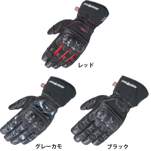 ・メーカー名：ラフアンドロード・品番： RR8661・品名： プリマロフトプロテクトウインターグローブ・カラー： ブラック、グレーカモ、レッド・サイズ： M、L、LL、XL・素材：　甲側／牛革、ウインドガードファブリック、反射素材、ナックル...