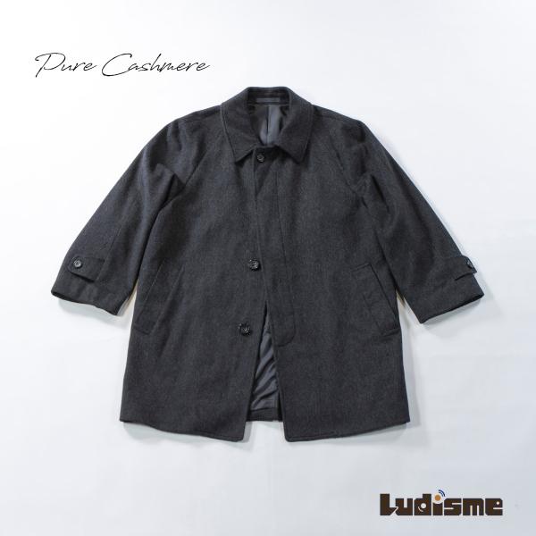 イタリア製ピュアカシミヤ使用 バルマカーンコート グレー 比翼