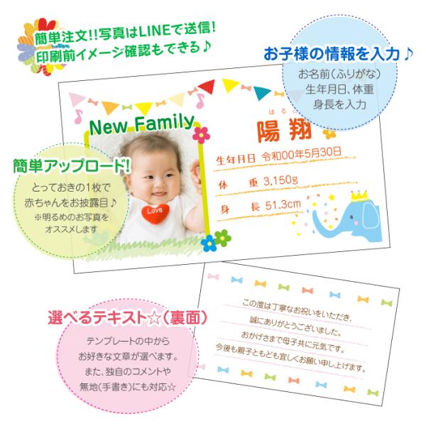 内祝い 出産 報告 カード 枚 誕生 命名紙 命名し 祝 赤ちゃん メッセージカード ポストカード 名刺 お返し 写真 子ども 男の子 女の子 命名書 名入れ 印刷 Buyee Buyee Japanese Proxy Service Buy From Japan Bot Online