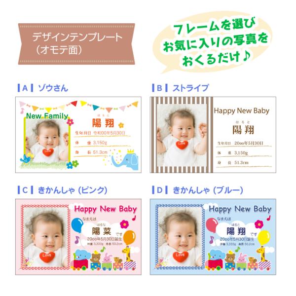 内祝い 出産 報告 カード 枚 誕生 命名紙 命名し 祝 赤ちゃん メッセージカード ポストカード 名刺 お返し 写真 子ども 男の子 女の子 命名書 名入れ 印刷 Buyee Buyee Japanese Proxy Service Buy From Japan Bot Online