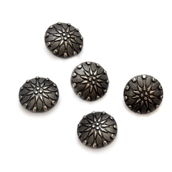 BT-857【メタルボタン】【合金製】【21mm】いぶし銀色 コンチョ風