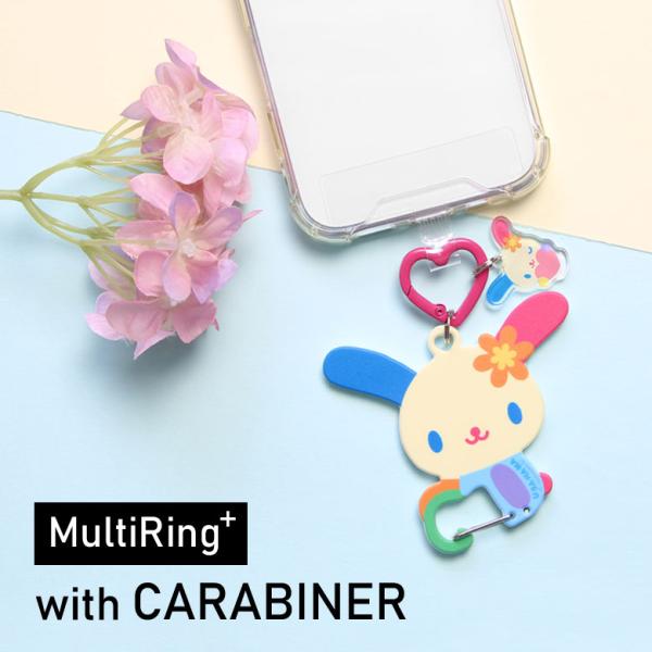 マルチリングプラス カラビナ付き クリア  サンリオキャラクターズ  クリアチャーム付 スマホホルダー sang-673us