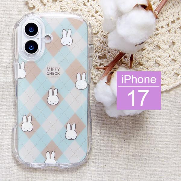 ミッフィー MIFFY CHECK　iPhone 17 クリスタルクリアケース ソフトカバー iPhone17 アイフォン17　mf-684a