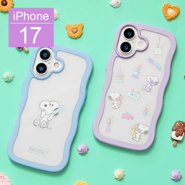 iPhone17 ケース スヌーピー PEANUTS うねうね フレーム ハイブリッド インナーシート sngg-213