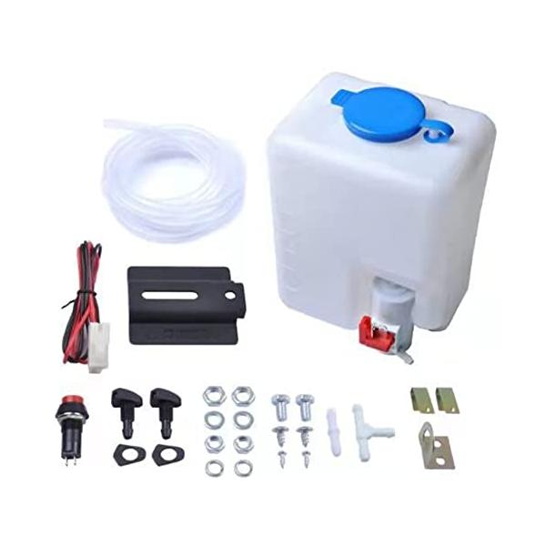 「商品情報」「主な仕様」商品名：ウォッシャー タンク キット ボトル 12V クリーニング ラジエター インタークーラー 箱型 冷却 旧車 汎用【商品仕様】本体サイズ（約）：タンク本体 縦16.5cm 横11cm 奥行9cm ホース長さ14...