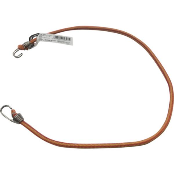 ●伸縮性があり、周囲を糸で特殊織しています。●荷物の仮留め、固定等●色：混色●長さ(m)：0.6●標準幅(mm)：5●両端フック金具付き●中芯：天然ゴム●被覆：PP●金具：スチール