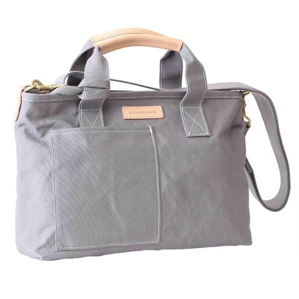 acoustic world アコースティック・ワールド stitch ステッチ ハンドバッグ ショルダー 日本製 本革 帆布 グレー aw01902-GY acoustic world（アコースティックワールド） stitch ステッチ