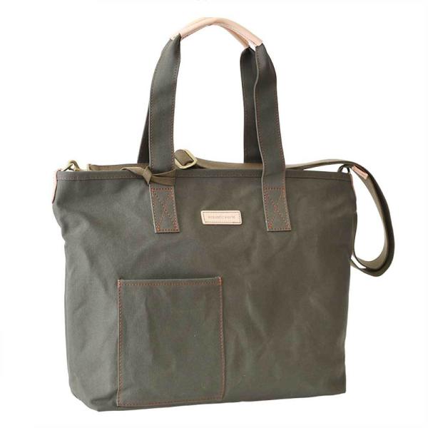 acoustic world アコースティック・ワールド stitch ステッチ 2way 横型 トートバッグ ショルダー 日本製 本革 帆布 カーキ aw01903-KH acoustic world（アコースティックワールド） 【ポイント10倍