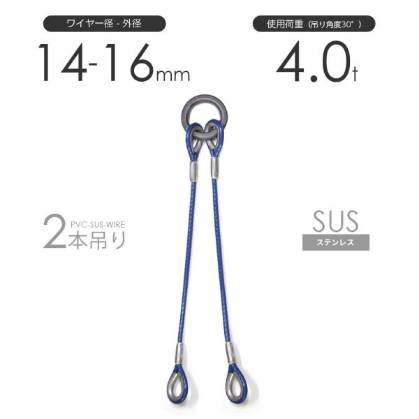 杉玉　約50センチ　ワイヤーで‼️お客様ご注文品　♪ 2本吊りビニール被覆ステンレス玉掛けワイヤー 14-16mm(7x19 SUS) ビニ