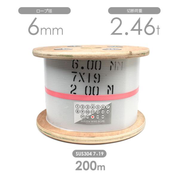 モノツール ステンレスワイヤ 6mm 7x19 200m 1巻 輸入SUS304 モノツール ステンレスワイヤ 6mm 7x19 200m 1巻 輸入SUS304