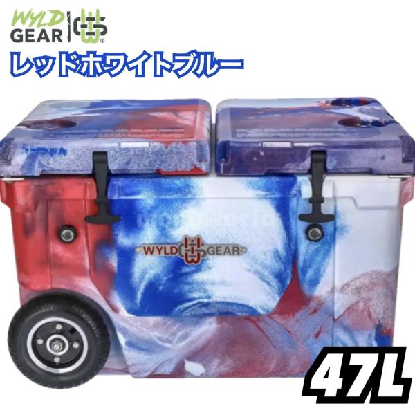 49800円が31500円 お一つ限り WYLD GEAR ハードタイプ クーラーボックス 47リットル ロトモールド製法 HC50-RWB レッド/ホワイト/ブルー 釣り 運動会