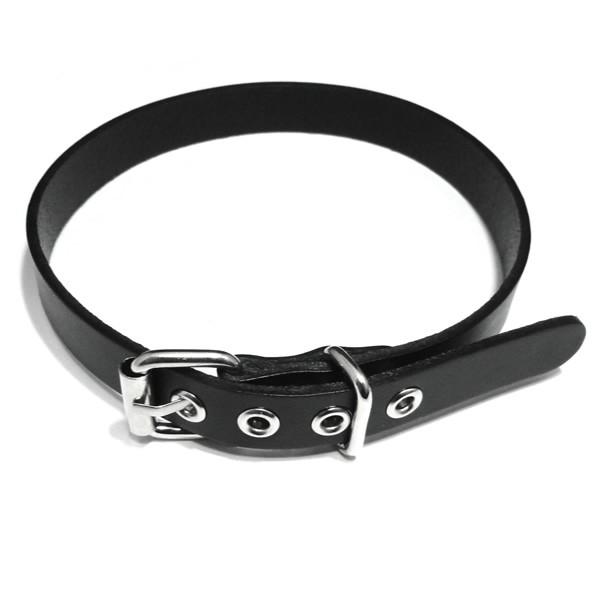 ローラーバックルプレーンレザーチョーカー 14mm幅ブラックカラー