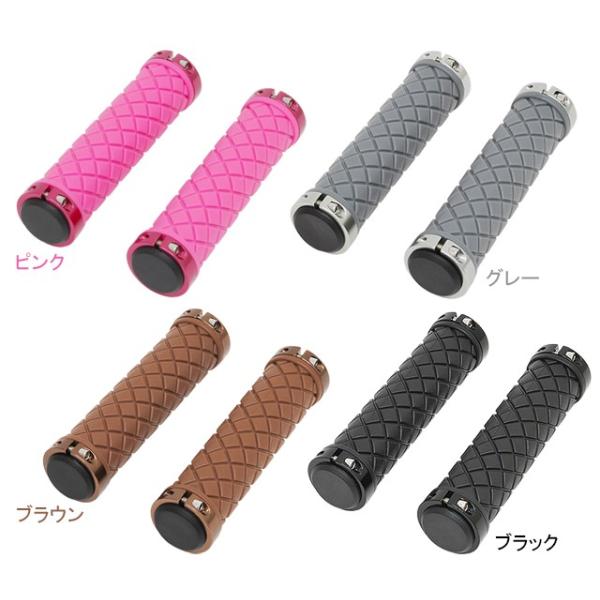 ・素材：プラスチック＆ラバー・サイズ：φ22.2mm x 130mm・カラー：ブラウン・ラバー素材とグリッドパターンでグリップ力アップ・ズレにくいダブルリング構造（キャップ付き）