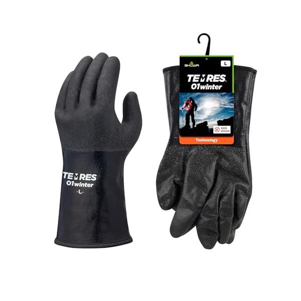 ショーワグローブ TEMRES 01winter Lサイズ ブラック 防寒インナー付きグローブカフ,ドローコードなし