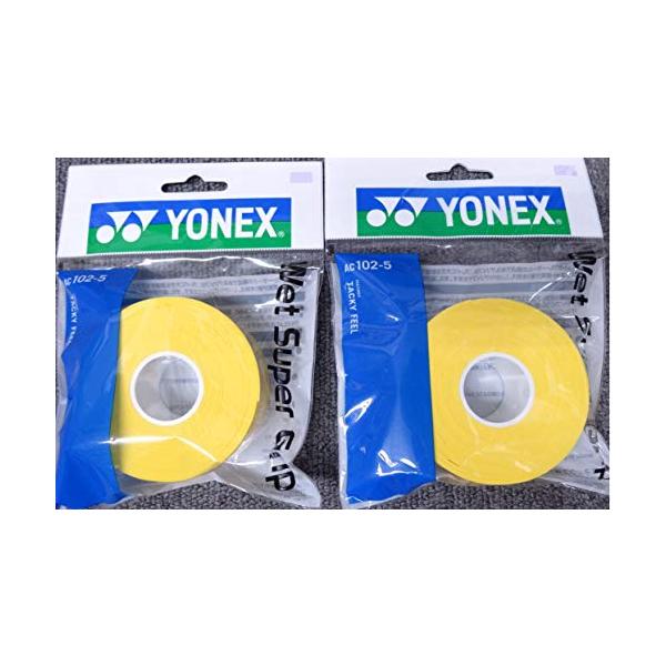 YONEX(ヨネックス) ウェットスーパーグリップテープ(５本巻き詰め替え用) イエロー2個セット AC102-5-004