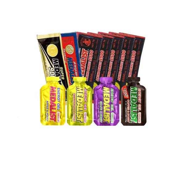 メダリスト 新・マラソンセット エナジージェル4個＋アミノダイレクト5袋＋クエン酸チャージ1袋＋スーパーメダリスト1袋 トレラン