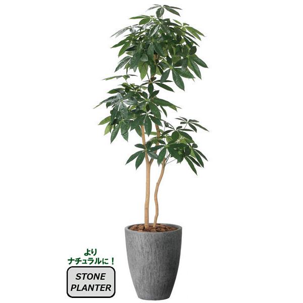 人工観葉植物 大型 フェイクグリーン 光触媒 観葉植物 インテリア　ナチュラルパキラ 1.8m リアル おしゃれ■商品サイズ：幅60cm 奥行50cm 高さ180cm、鉢：ストーンプランター（セメント製）、上部直径 36.5cm 高さ45c...
