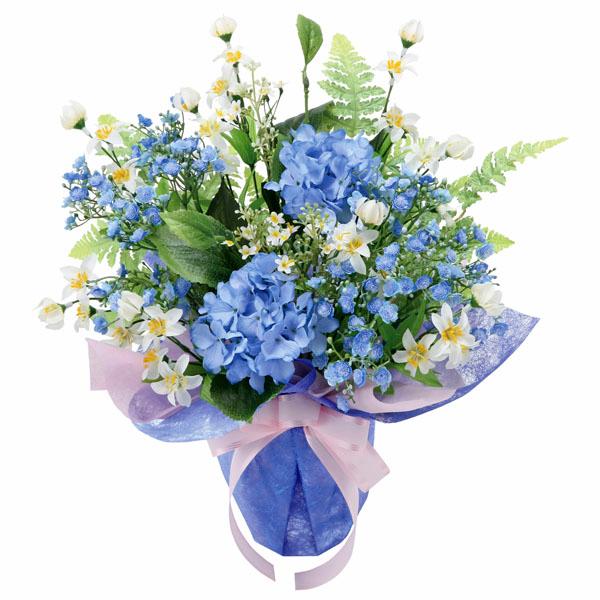 アートフラワー 造花 あじさいのアレンジメント 光触媒 造花 インテリア　光の楽園　アーリーブルー